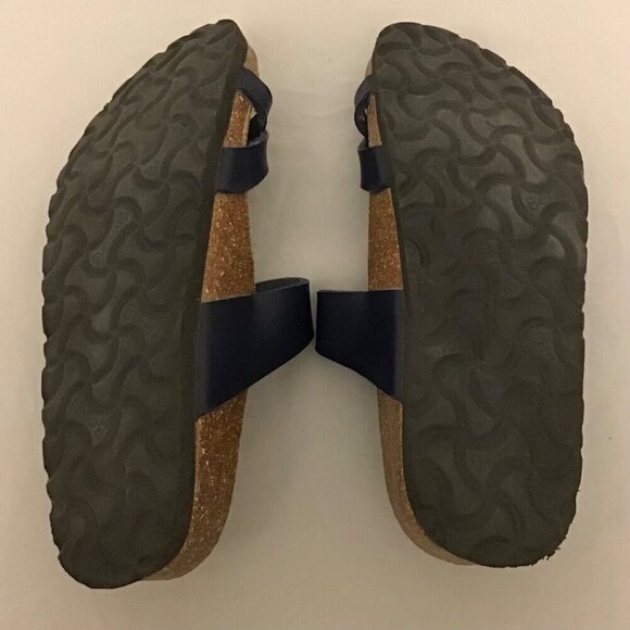 Betula 5 Birkenstock Women’s Footbed Cork Sandals Flip Flops Navy Blue Portugal - Picture 6 of 10